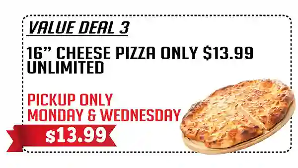 16 inch cheese pizza special - Pizza De Leon