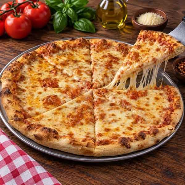 New York style cheese pizza at Pizza De Leon